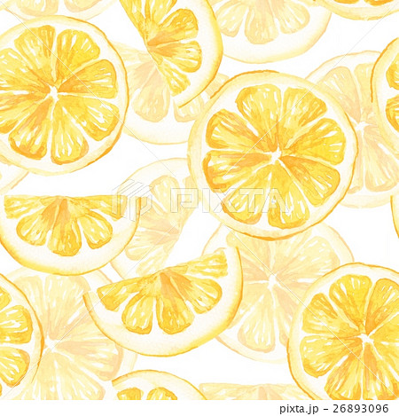 Watercolor Seamless Pattern With Lemon Slice 2のイラスト素材