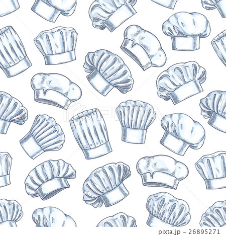 Chef toques, caps and hats seamless background Chef toques, caps and hats seamless background 26895271
