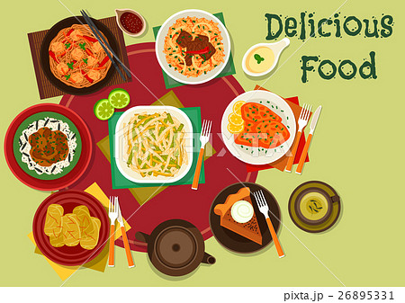 Lunch dishes with dessert icon for food design 26895331