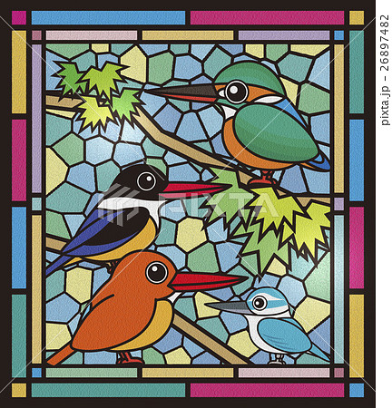 野鳥のステンドグラスのイラスト素材 [26897482] - PIXTA
