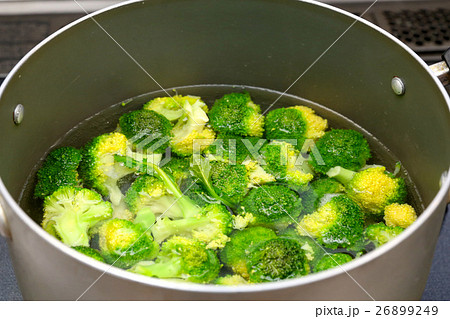 採りたてブロッコリーを茹でる 26899249