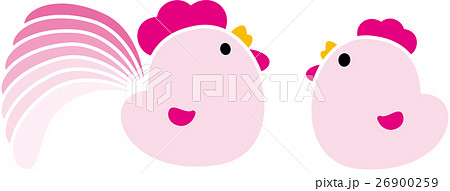 にわとり二羽　酉年　ひよこ　ピンク 26900259