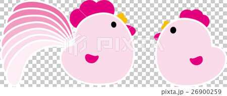 にわとり二羽　酉年　ひよこ　ピンク 26900259