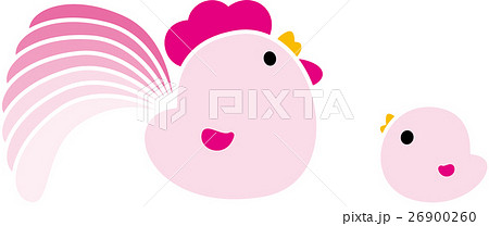 にわとり親子二羽　酉年　ひよこ　ピンク 26900260