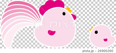 にわとり親子二羽　酉年　ひよこ　ピンク 26900260