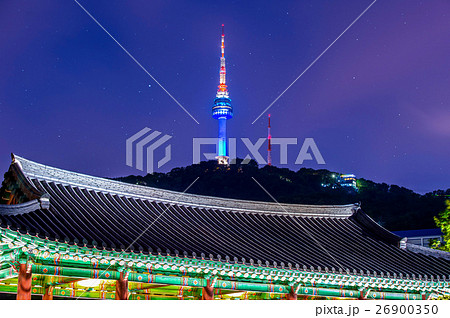 Namsangol Hannok Village and Seoul Tower in korea. 26900350