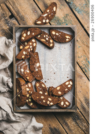 Dark chocolate and sea salt Biscotti with almonds 26900406