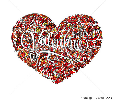 Vintage hearts made of fantasy doodle flowers Vintage hearts made of fantasy doodle flowers 26901223