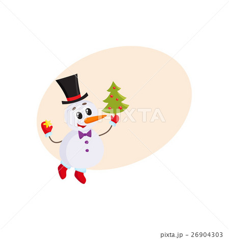 Cute and funny little snowman decorating a 26904303