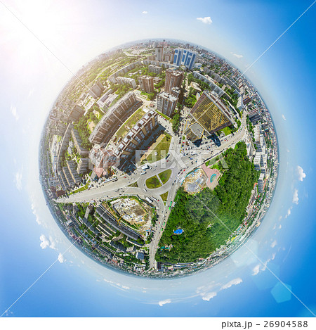 Aerial city view. Urban landscape. Copter shot 26904588