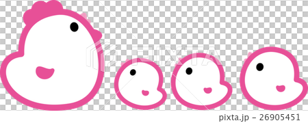 Chickens parent and four chicks Rooster year chick pink Chickens parent and four chicks Rooster year chick pink 26905451