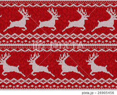 Red knitted sweater with deer seamless pattern 26905456