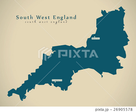 Modern Map - South West England UK Illustration 26905578