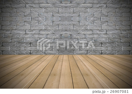 Wooden floor ane stone wall 26907081