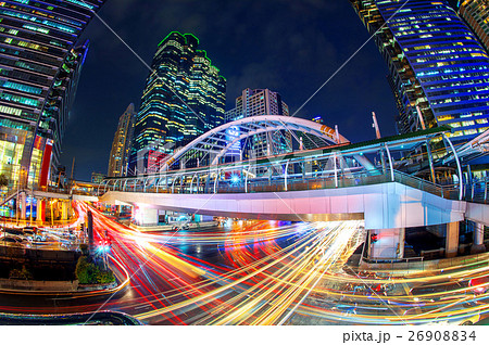Traffic lighting on Sathorn road, Business center. 26908834