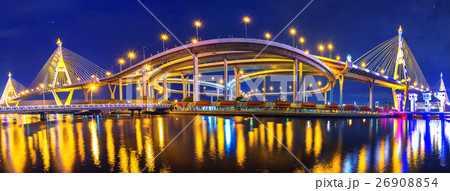 Panorama of Bhumibol suspension Bridge. Panorama of Bhumibol suspension Bridge. 26908854