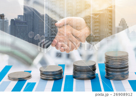Coins and business people handshake 26908912