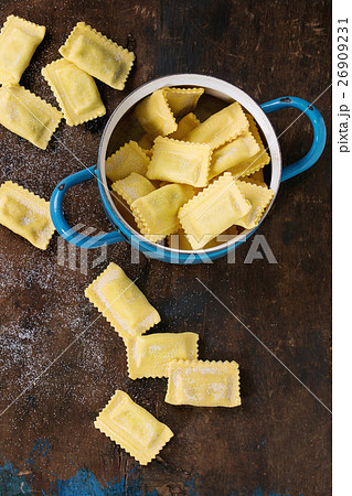 Uncooked ravioli pasta 26909231