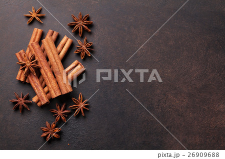 Mulled wine ingredients spices. Anise and cinnamon 26909688