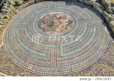Floor mosaic at Phaphos archaeological park 26911695