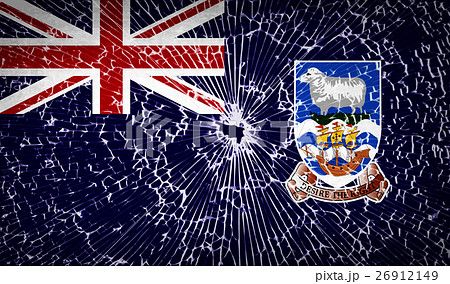 Flags Falkland Islands with broken glass texture. 26912149