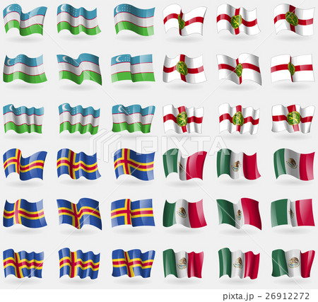 Uzbekistan, Alderney, Aland, Mexico. Set of 36 fla 26912272