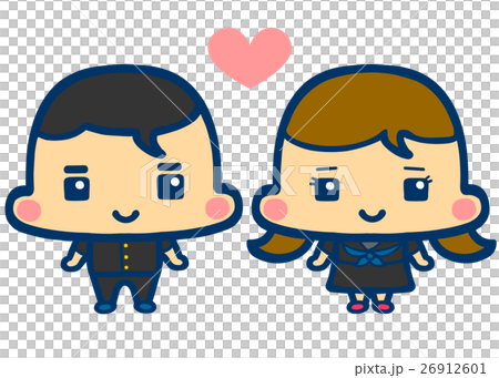 イラスト アイコン 男女カップル 学生 イラスト アイコン 男女カップル 学生 26912601