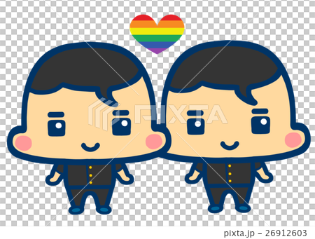 イラスト アイコン 男男カップル 学生 26912603