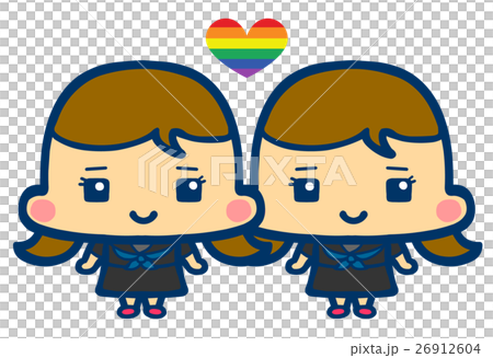 イラスト アイコン 女女カップル 学生 26912604