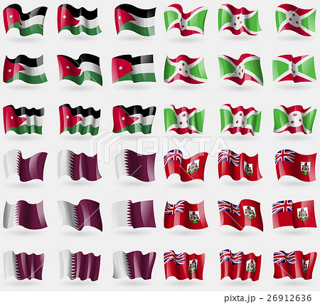 Jordan, Burundi, Qatar, Bermuda. Set of 36 flags o 26912636