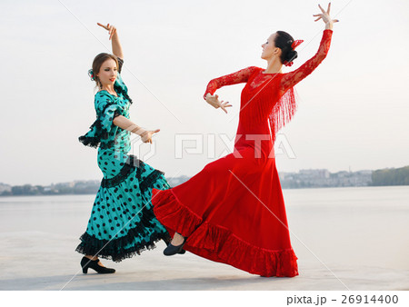Flamenco dancers Spain womans in long dress 26914400