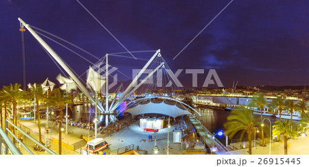Bigo in port of Genoa at night, Italy. 26915445