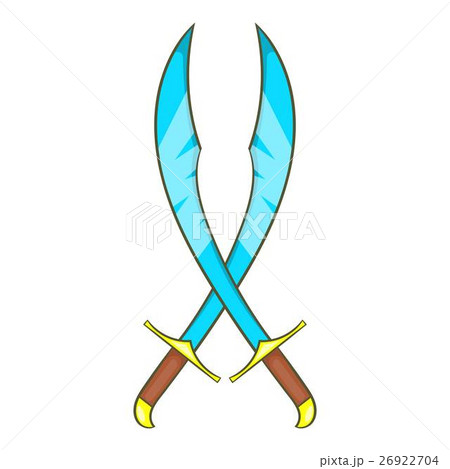 Crossed scimitars icon, cartoon style 26922704