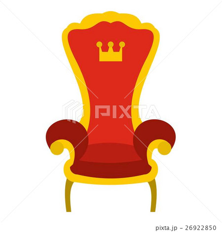 Red royal throne icon, flat style 26922850