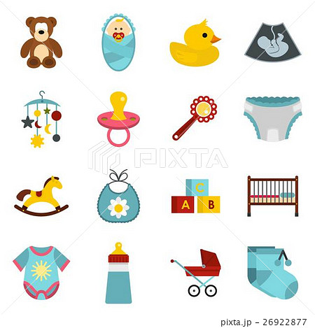 Newborn icons set, flat style Newborn icons set, flat style 26922877