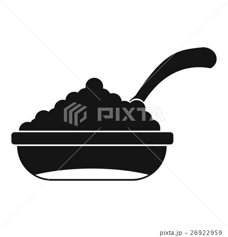 Bowl of caviar with spoon icon, simple style 26922959