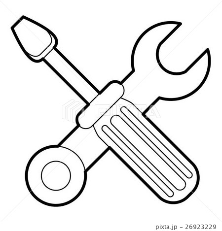 Screwdriver and wrench icon, outline style 26923229