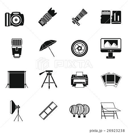 Photo studio icons set, simple style 26923238