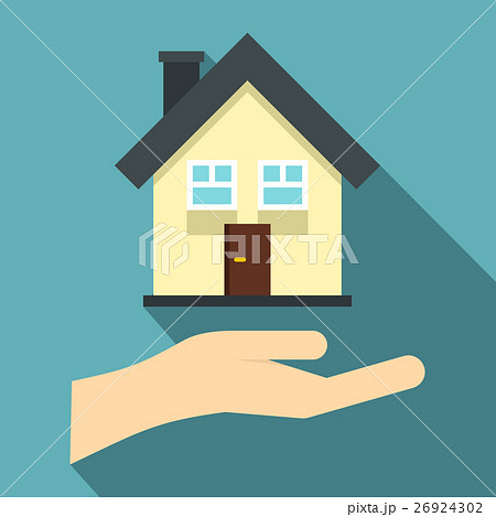 Hand holding house icon, flat style Hand holding house icon, flat style 26924302