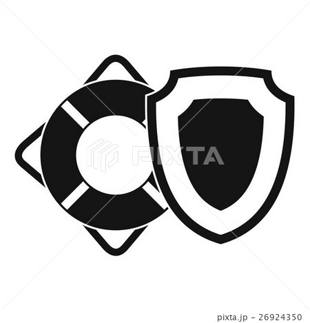 Lifebuoy and safety shield icon, flat style 26924350
