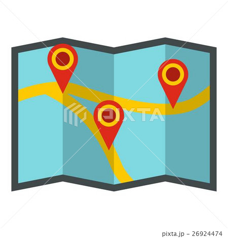 Map with pointer icon, flat style Map with pointer icon, flat style 26924474