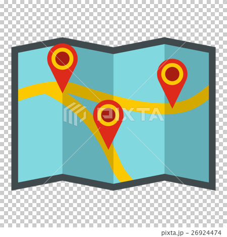 Map with pointer icon, flat style Map with pointer icon, flat style 26924474