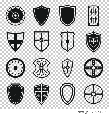 Shield frames icons set, simple style 26924693