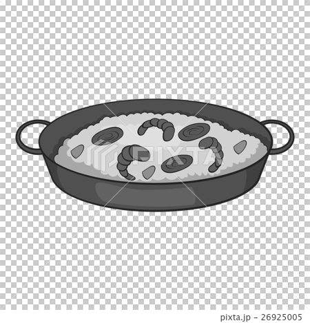Frying pan with rice and shrimp icon Frying pan with rice and shrimp icon 26925005