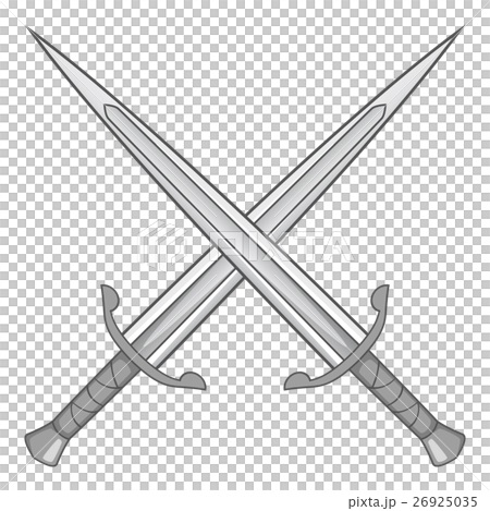 Two crossed swords icon, gray monochrome 26925035