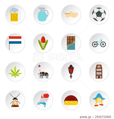 Netherlands icons set, flat style 26925060