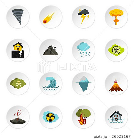 Natural disaster icons set, flat style 26925167