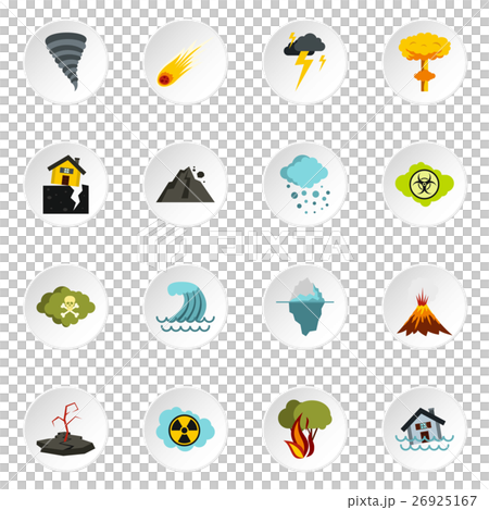 Natural disaster icons set, flat style 26925167