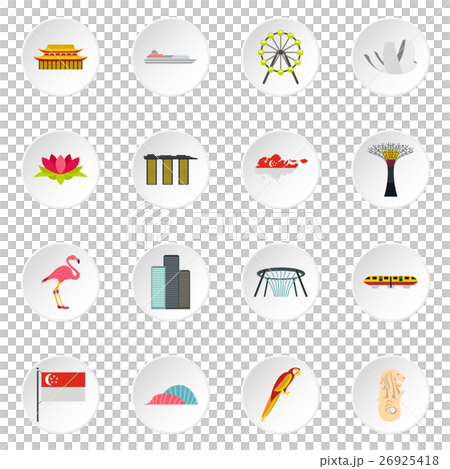 Singapore icons set, flat style 26925418
