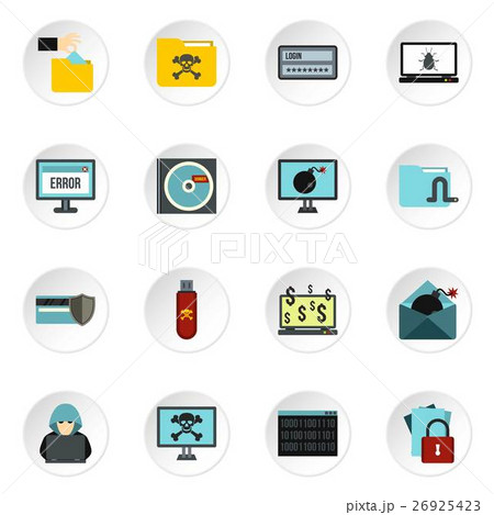 Hacking icons set, flat style Hacking icons set, flat style 26925423